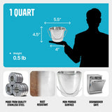 Heavy Duty Stainless Steel Flat Side Bucket - 1 Quart