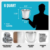 Heavy Duty Stainless Steel Flat Bucket - 6 Quart