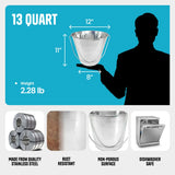 Heavy Duty Stainless Steel Flat Side Bucket - 13 Quart