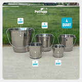 Heavy Duty Stainless Steel Flat Bucket - 4 Quart