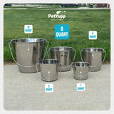 Heavy Duty Stainless Steel Flat Bucket - 6 Quart