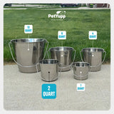 Heavy Duty Stainless Steel Flat Side Bucket - 2 Quart