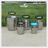 Heavy Duty Stainless Steel Flat Side Bucket - 1 Quart - Pack of 12