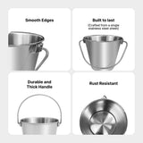 Heavy Duty Stainless Steel Round Bucket - 2 Quarts