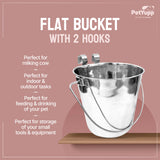 Heavy Duty Stainless Steel Flat Bucket with 2 Hooks - 6 Quart