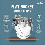 Heavy Duty Stainless Steel Flat Bucket with 2 Hooks - 4 Quart