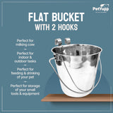 Heavy Duty Stainless Steel Flat Bucket with 2 Hooks - 4 Quart