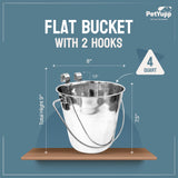 Heavy Duty Stainless Steel Flat Bucket with 2 Hooks - 4 Quart