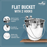 Heavy Duty Stainless Steel Flat Bucket with 2 Hooks - 4 Quart