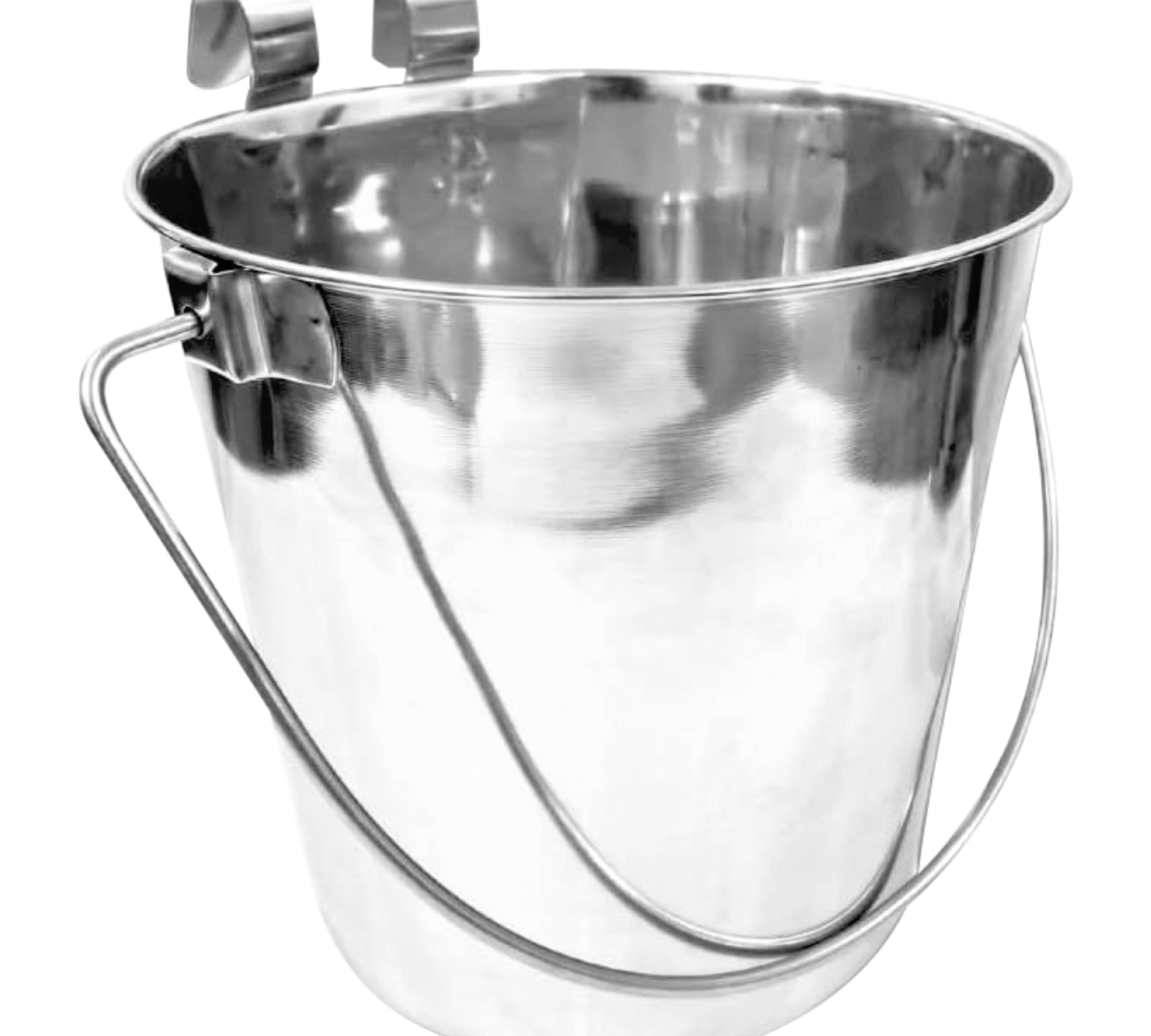 Heavy Duty Stainless Steel Flat Bucket with 2 Hooks - All Sizes
