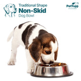 Traditional Shape Non-Skid Stainless Steel Dog Feeding Bowl - 32 Oz