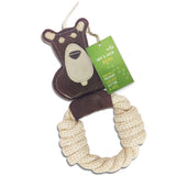 Cotton & Jute Toss-Tug Dog Toy with Genuine Leather - Bear