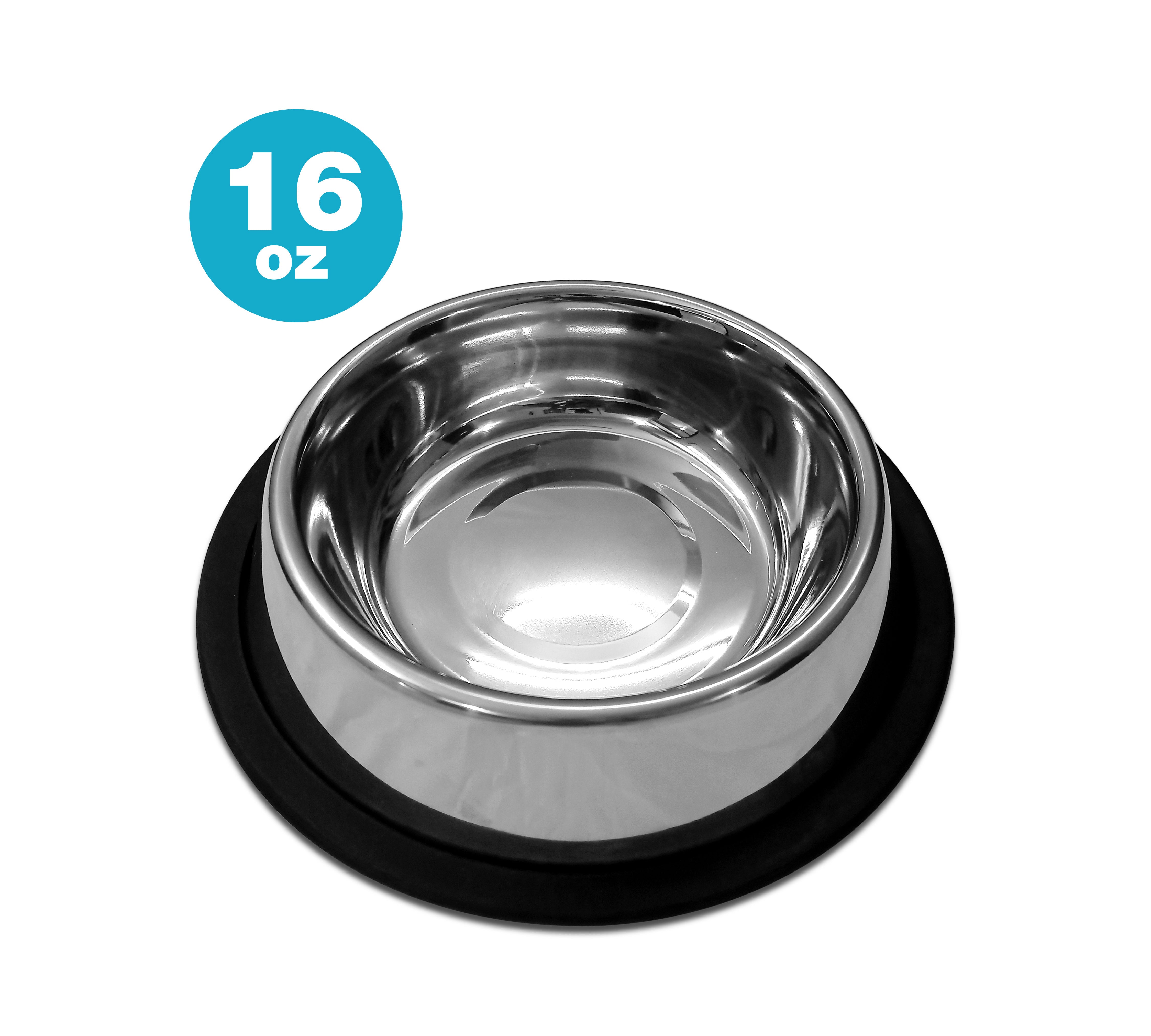 Traditional Shape Non-Skid Stainless Steel Dog Feeding Bowl - All Sizes