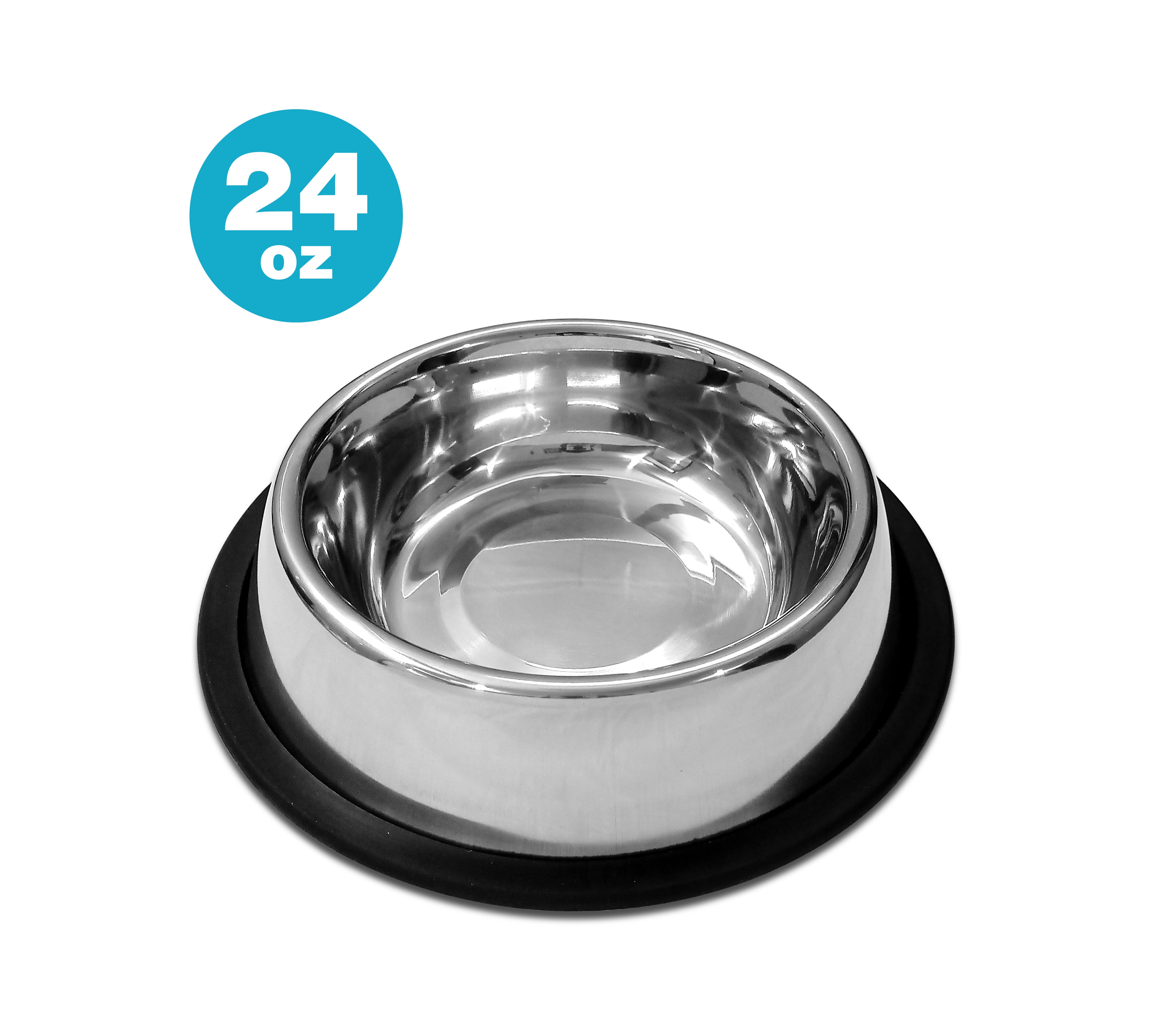 Traditional Shape Non-Skid Stainless Steel Dog Feeding Bowl - All Sizes
