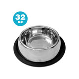 Traditional Shape Non-Skid Stainless Steel Dog Feeding Bowl - 32 Oz