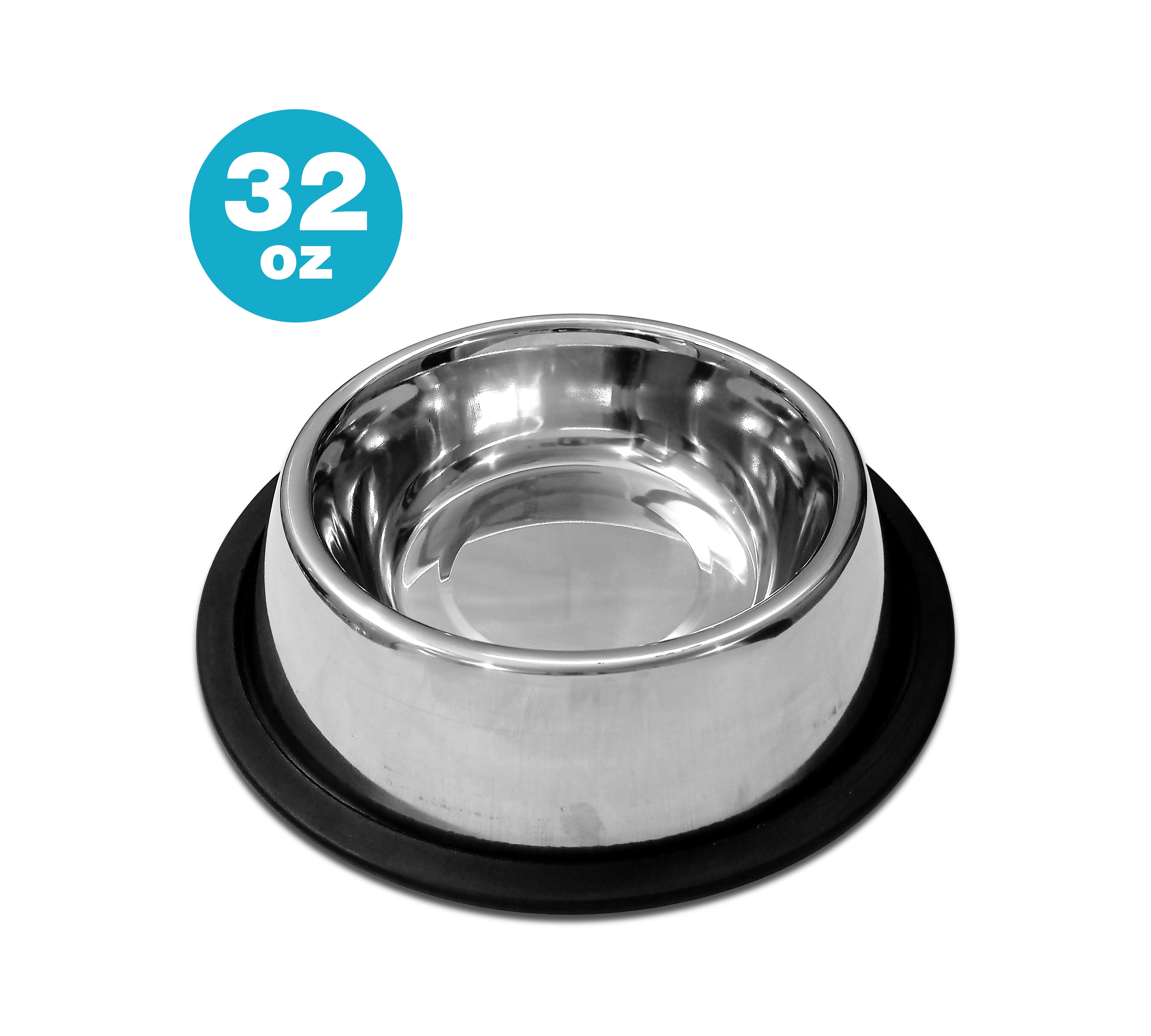 Traditional Shape Non-Skid Stainless Steel Dog Feeding Bowl - All Sizes