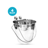 Heavy Duty Stainless Steel Flat Bucket with 2 Hooks - 4 Quart