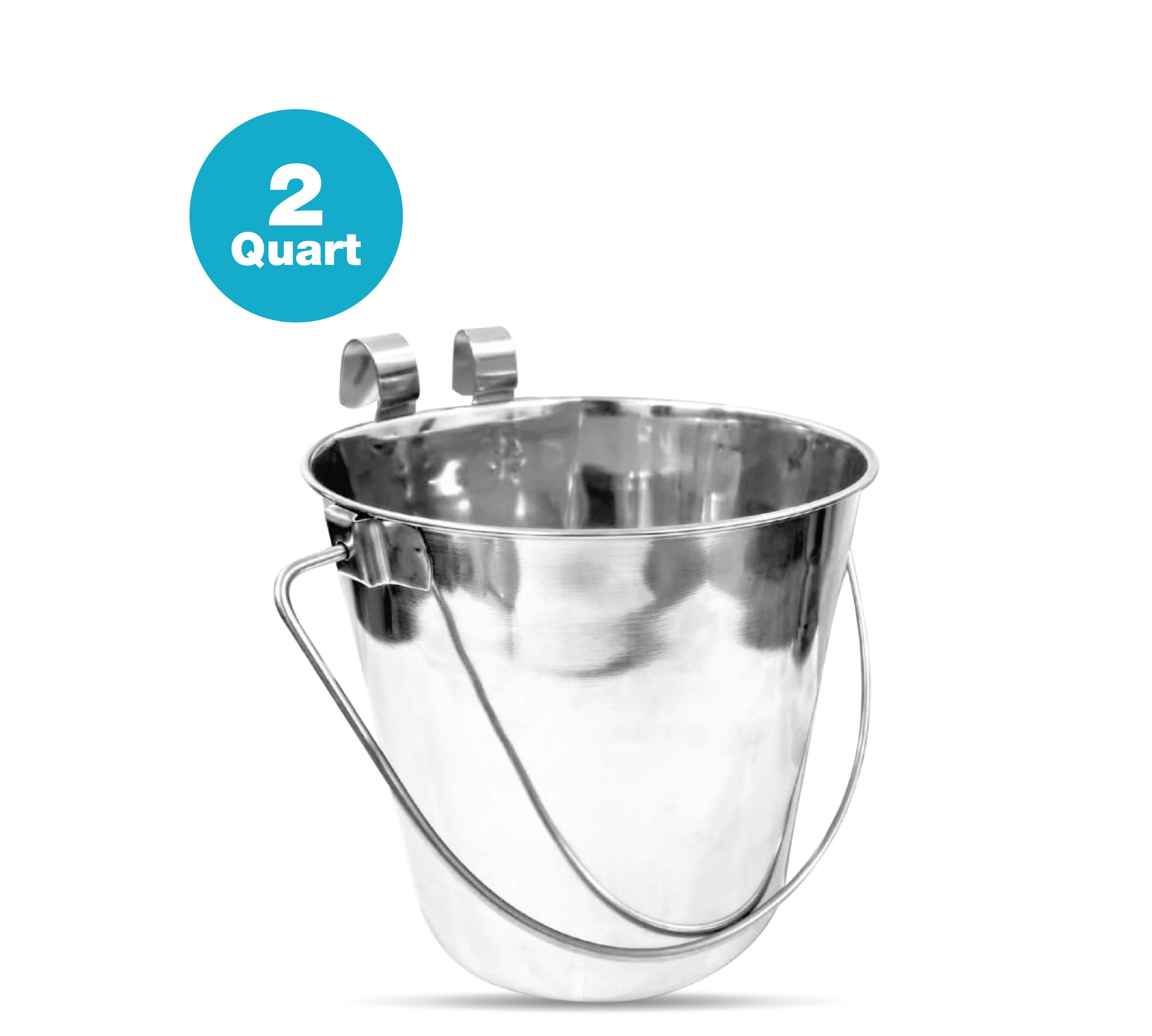 Heavy Duty Stainless Steel Flat Bucket with 2 Hooks - All Sizes