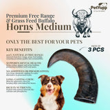 Water Buffalo Horns Dog Chew - Pack of 3 - Medium Size
