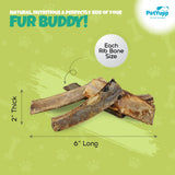 Bulk Dog Treats -  Natural Water Buffalo Rib Bone with Meat Dog Chew - Pack of 25 pcs