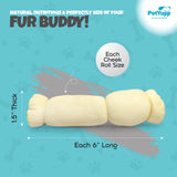 Dog Bulk Treats - Natural Water Buffalo Cheek Roll Dog Chew - 6 Inch - Pack of 25 Count