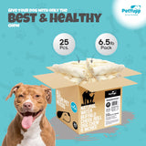 Dog Bulk Treats - Natural Water Buffalo Cheek Roll Dog Chew - 6 Inch - Pack of 25 Count