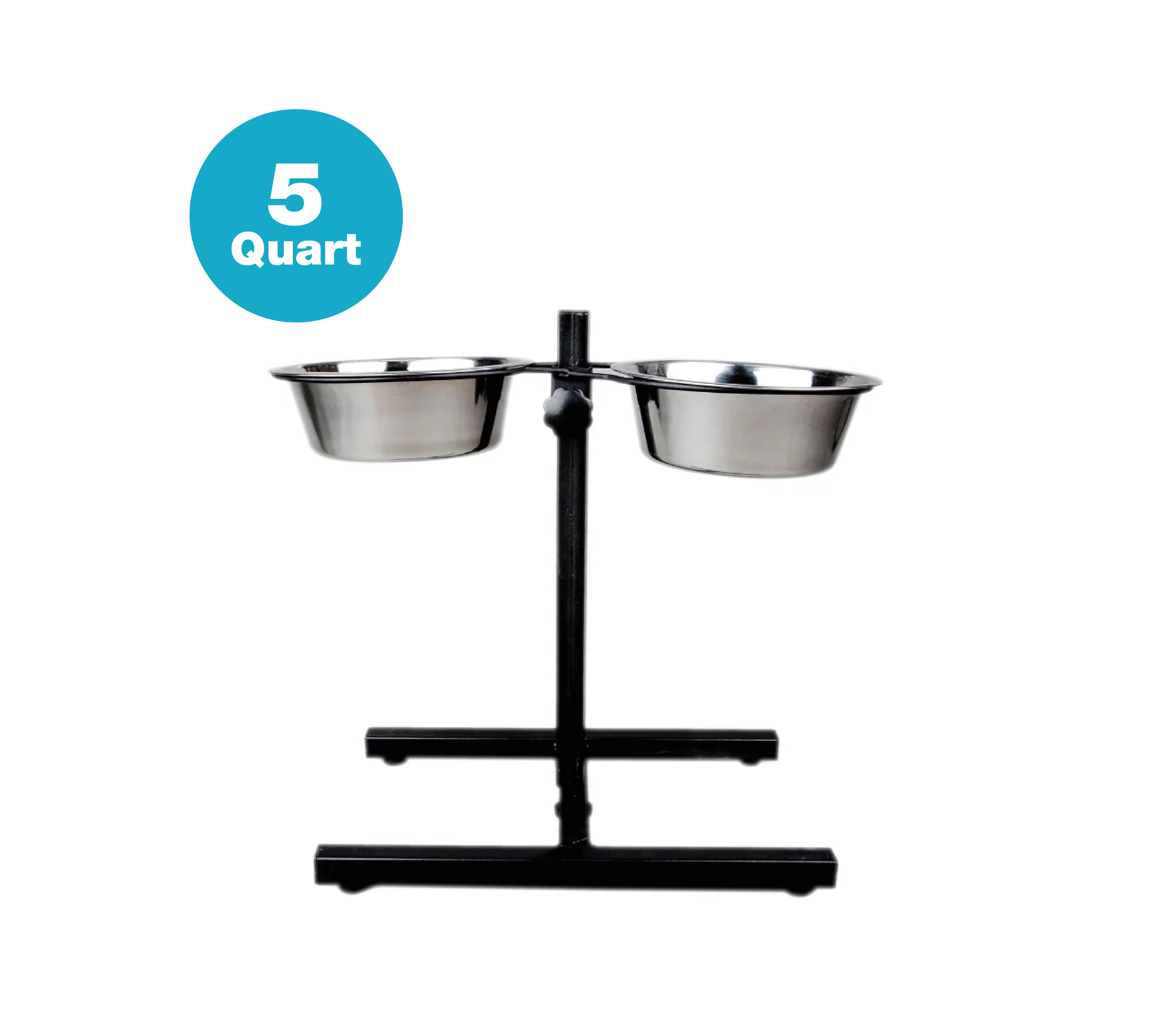 H-Shape Adjustable Double Diner With Removable Stainless Steel Bowls