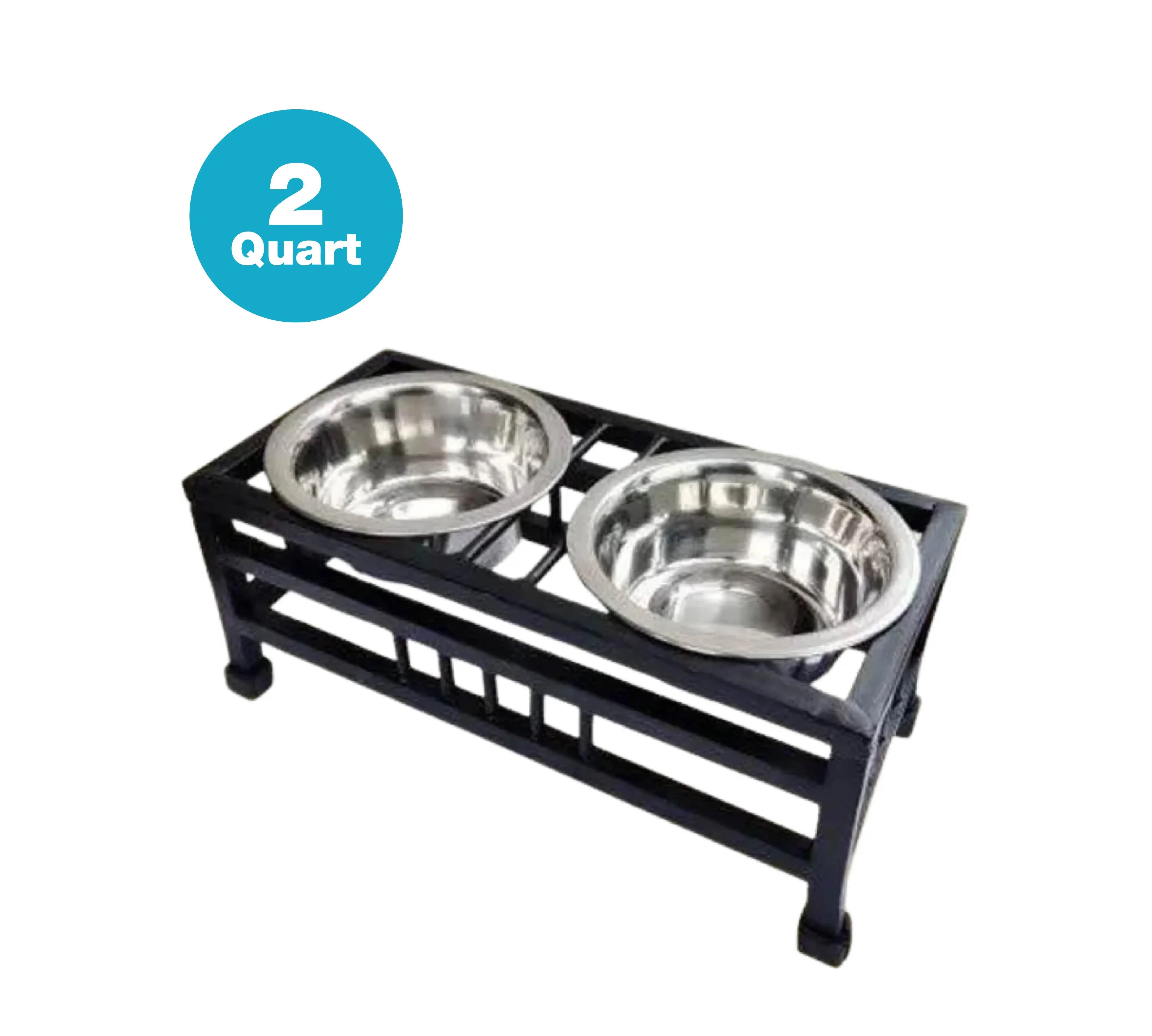 Iron Roman Double Diner With  Removable Stainless Steel Bowl  & Anti Rattle Rubber