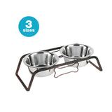 Rustic Iron Double Diner With Bone & Removable Stainless Steel Bowls