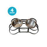 Bone Shape Iron Double Diner With Removable Stainless Steel Bowls