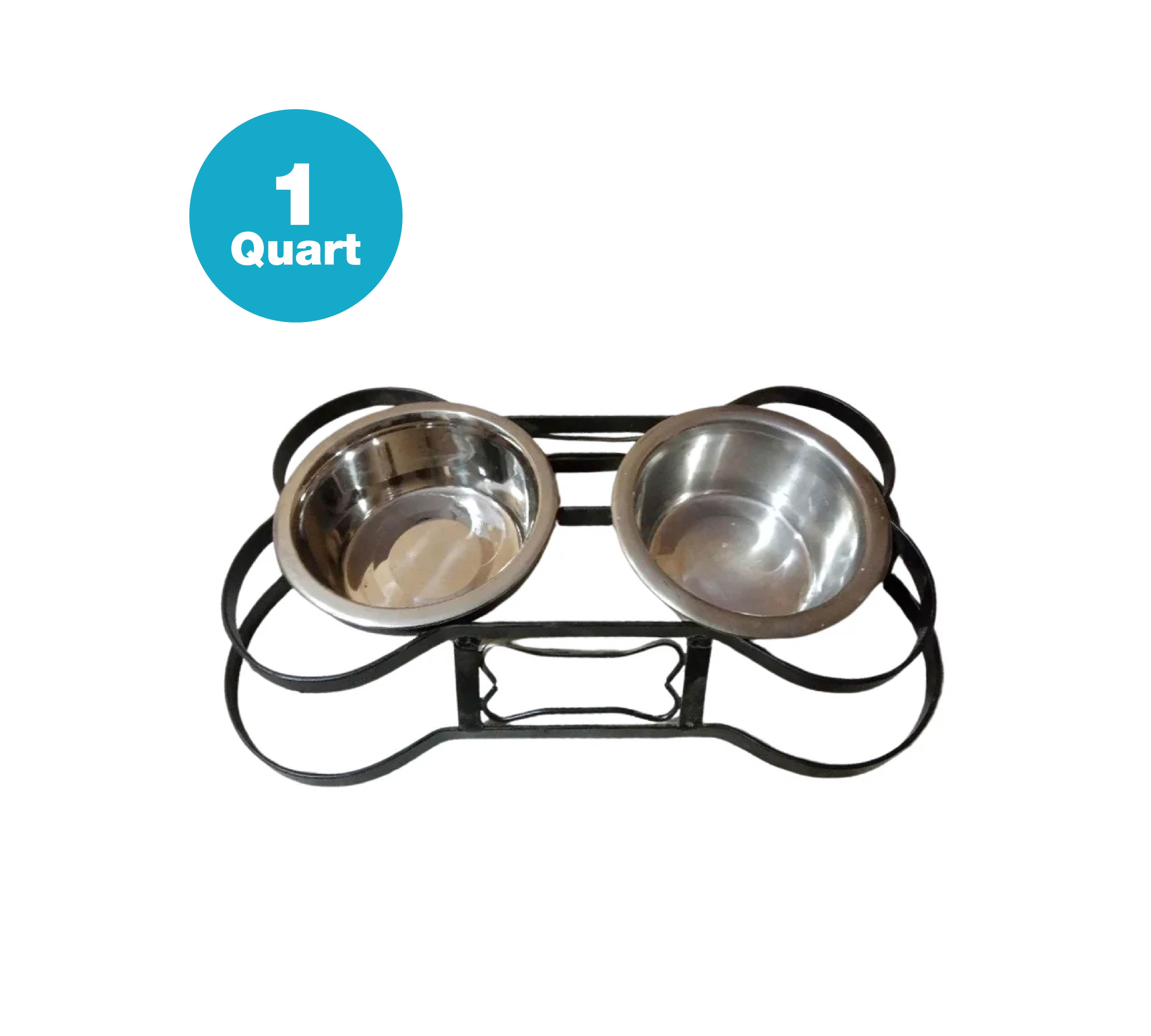 Bone Shape Iron Double Diner With Removable Stainless Steel Bowls