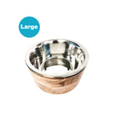 Wooden Sleeve Single Diner With Stainless Steel Removable Bowl - Large