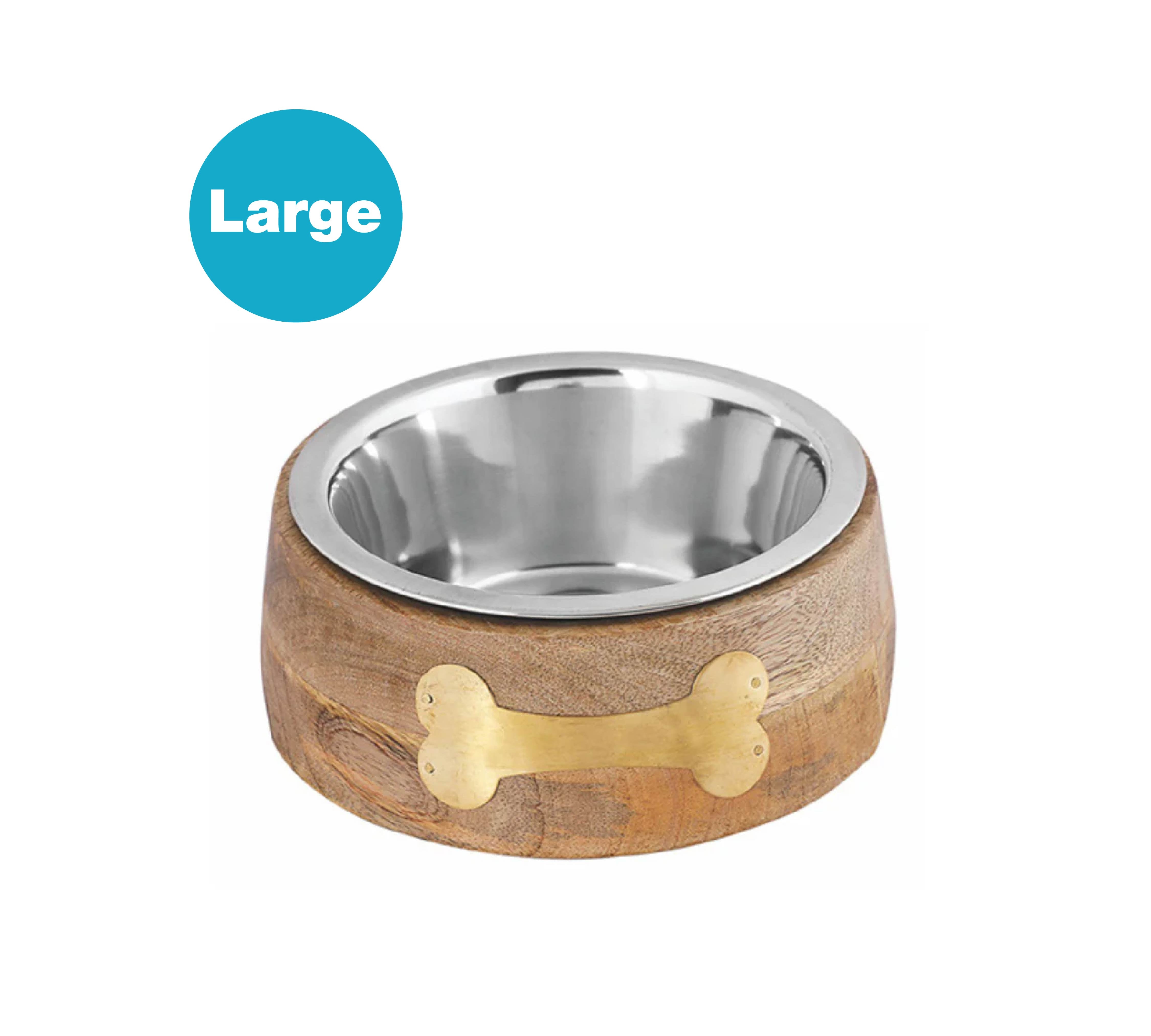 Wooden Copper Bone Round Sleeve Diner With Stainless Steel Removable Bowl