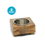 Single Wooden Diner With Removable Stainless Steel  Bowl  - 2 Quart