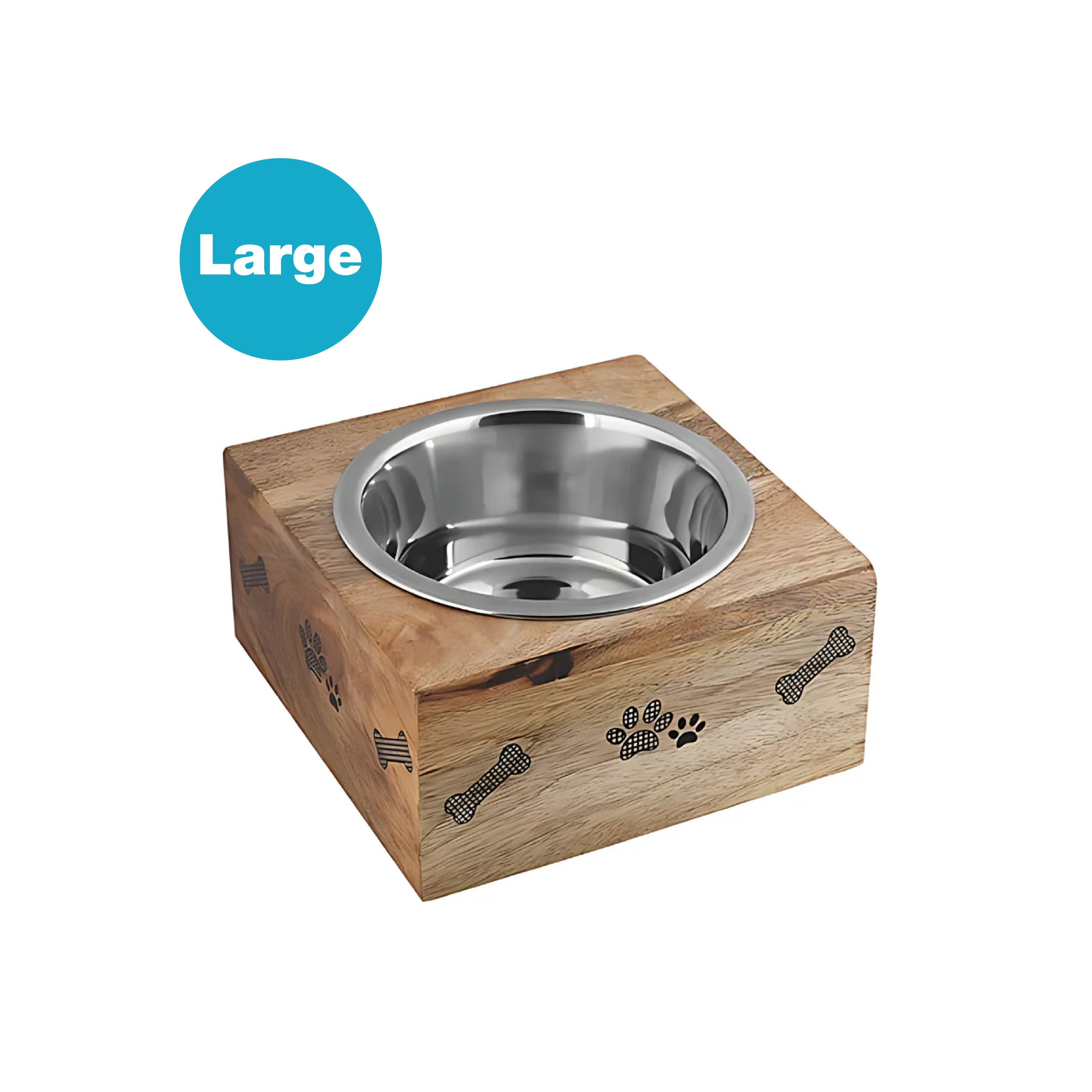 Square Wooden Sleeve Diner With Stainless Steel  Removable Bowl