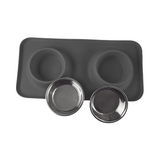 Silicone Rectangular Non Skid Mat with Stainless Steel Bowls - Small - 7 Colors