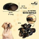 Water Buffalo Hooves Dog Chew - 100% Natural, No Artificial Color & Flavor - 20 pcs