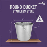 Heavy Duty Stainless Steel Round Bucket - 2 Quarts