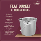 Heavy Duty Stainless Steel Flat Bucket - All Sizes