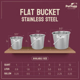 Heavy Duty Stainless Steel Flat Bucket - All Sizes