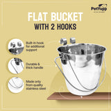 Heavy Duty Stainless Steel Flat Bucket with 2 Hooks - All Sizes
