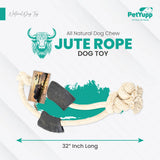 32" Cotton / Jute Rope Tug Toy with Buffalo Horn (Large)