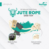 32" Cotton / Jute Rope Tug Toy with Buffalo Horn (Large)