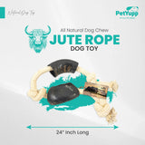 24" Cotton / Jute Rope Tug Toy with Buffalo Horn (Medium)
