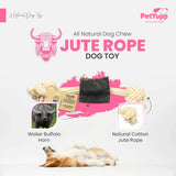12" Cotton / Jute Rope Tug Toy with Buffalo Horn (Small)