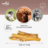 100% Natural Water Buffalo Paddywack Dog Chews - Pack of 12