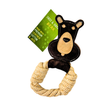 Cotton & Jute Toss-Tug Dog Toy with Genuine Leather - Bear