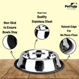 Traditional Shape Non-Skid Stainless Steel Dog Feeding Bowl - All Sizes