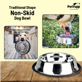 Traditional Shape Non-Skid Stainless Steel Dog Feeding Bowl - 32 Oz