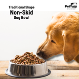 Traditional Shape Non-Skid Stainless Steel Dog Feeding Bowl - 32 Oz